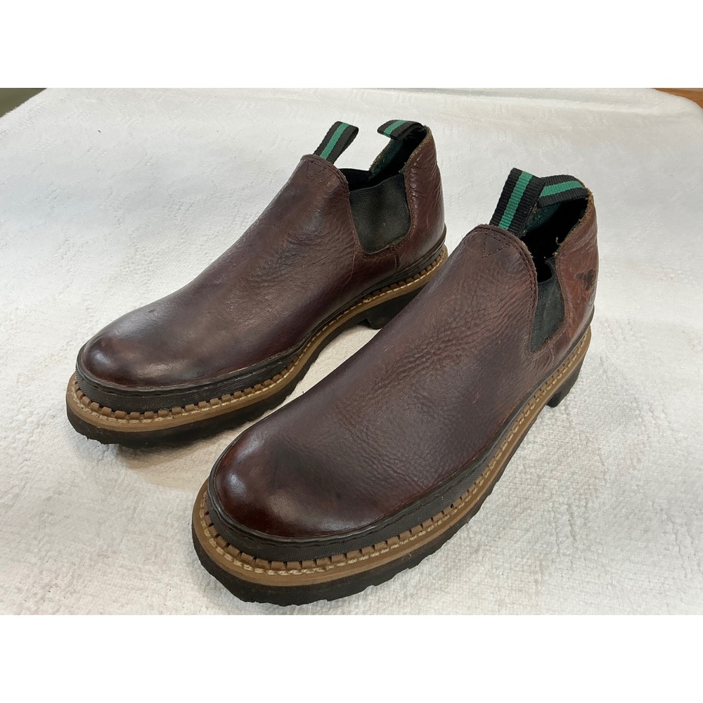 Georgia Boot Romeo Mens 12 Dark Brown‎ Leather Slip On Work Shoes GR262 Lug Sole